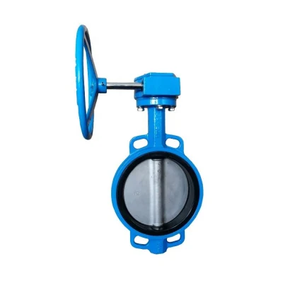 DN50 Pn16 Ductile Iron Wafer Type Worm Gear Box Operated Butterfly Valve