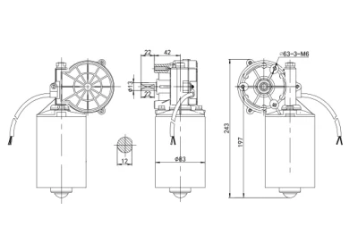 High Torque 17nm Low Speed Good Quality 83mm Brushed with Worm Gear Box 12V24V 150W
