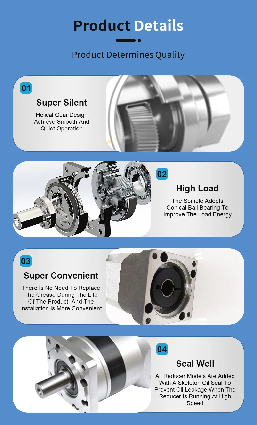 High Torque Capacity Stainless Steel Heavy Duty Helical Gearbox Planetary Gear Reducers for DC Motor