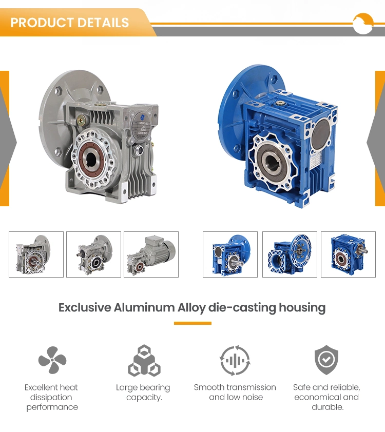 AC/DC Aluminum Nrv030 Right Angle Worm Drive Motor Gear Gearbox Speed Reducer for Conveyor System