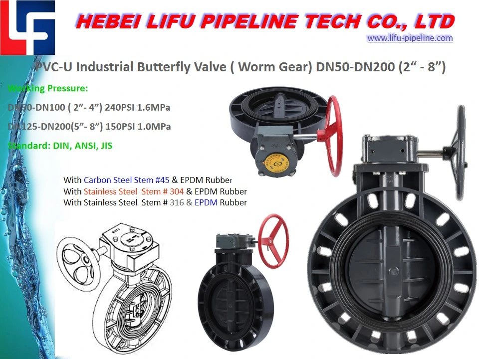 High Quality Plastic Pneumatic Industrial Soft Seal Butterfly Valve Lever UPVC Wafer Type Electric Actuator Control Eccentric Butterfly Valve PVC Manual Valve