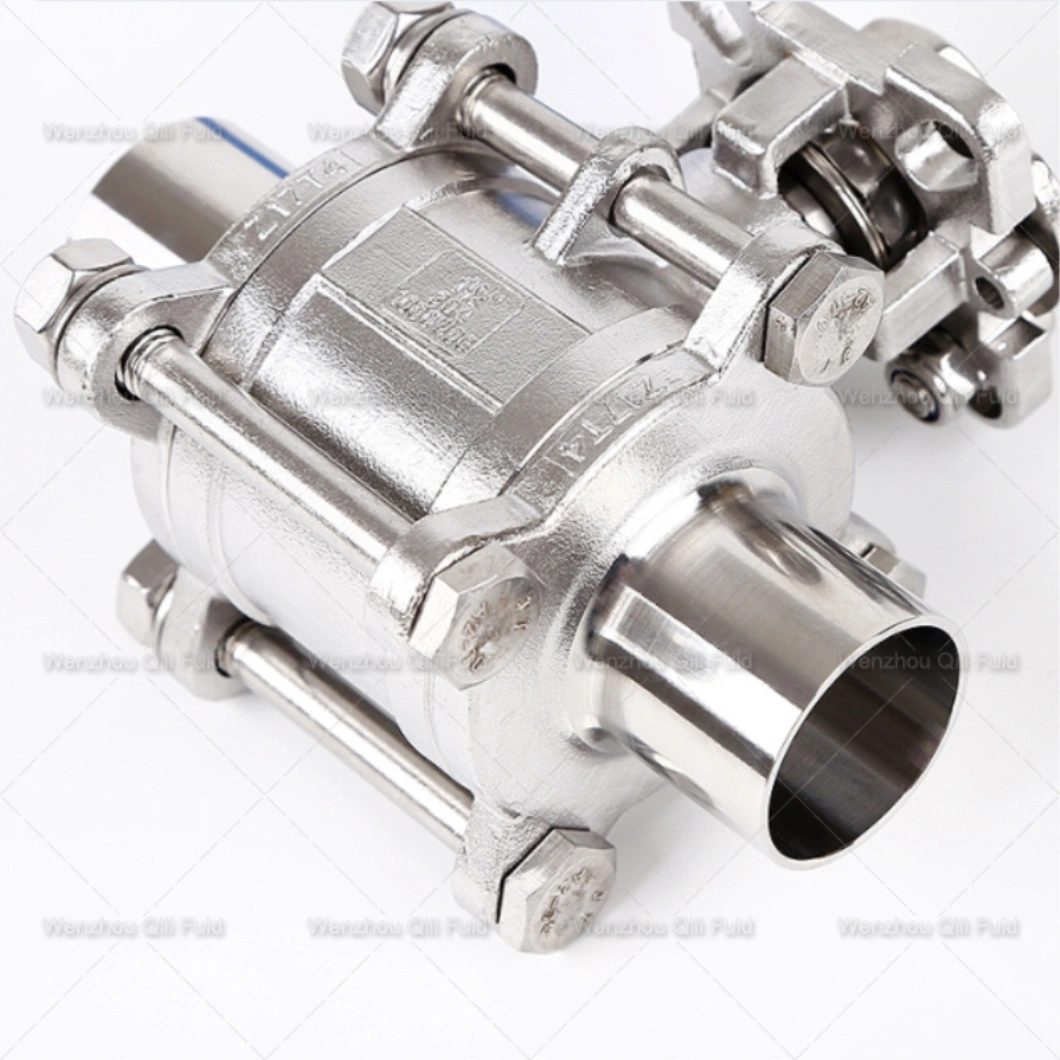 Hygienic Food Grade Stainless Steel Manual Pneumatic Actuator Ball Valve