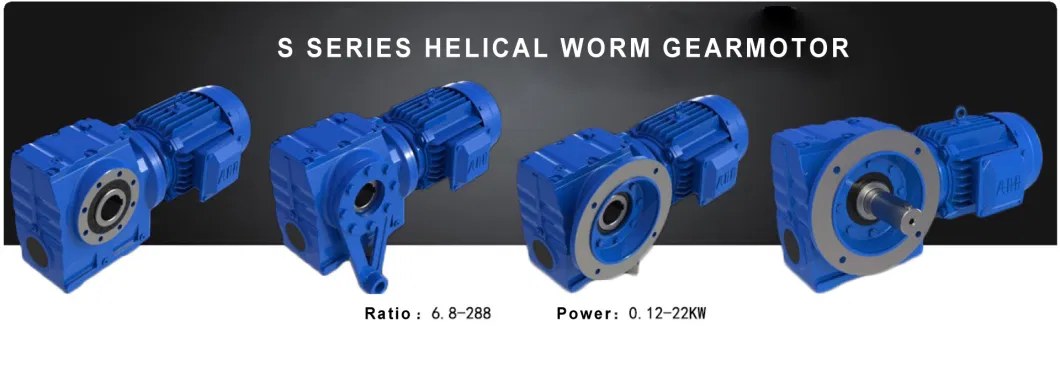 S Series Helical Worm Gearmotor Geared Motor Industrial Gearbox Flange-Mounted Hollow Shaft Speed Reducer
