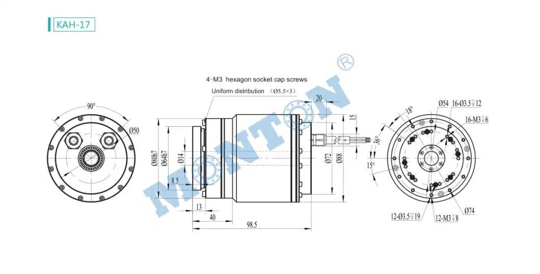 Kah-17cl3ne Harmonic Gearing Servo Drive Robot for Radar High Precision Hollow Rotating Platform Servo Hollow Shaft Rotary Actuators Hollow Rotary Table for Nem