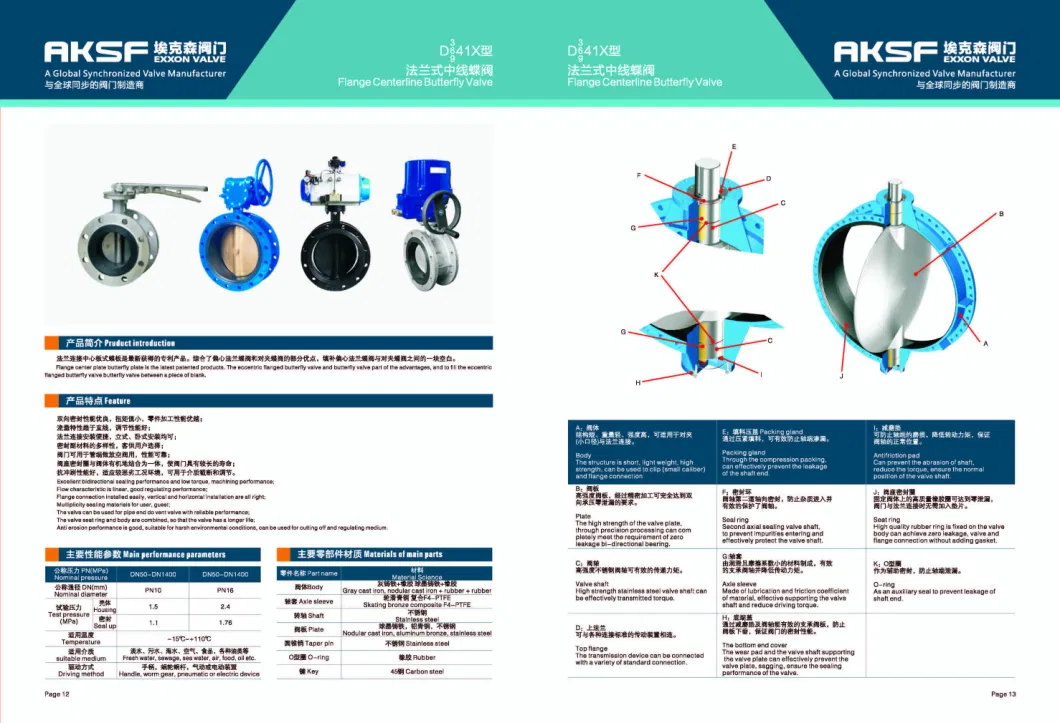 Concentric Soft Sealing Double Flanged Gearbox Operated Butterfly Valves