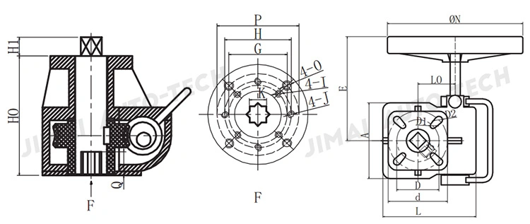 Pneumatic Actuator Declutchable Manual Override Worm Gearbox