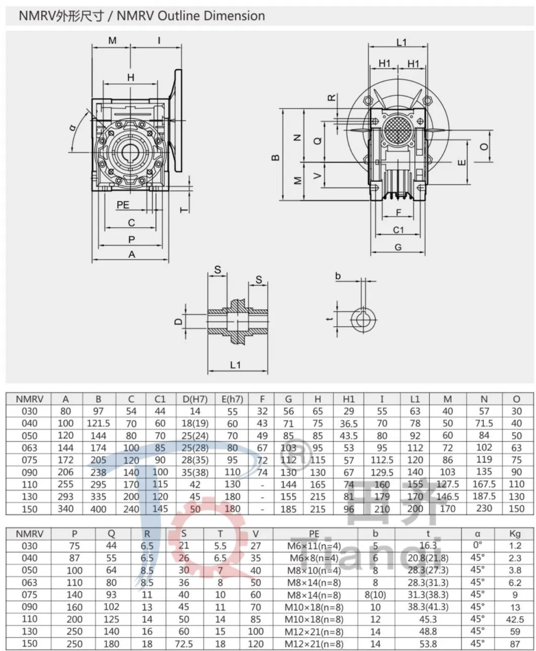 Double Nmrv Small 90 Degree Worm Gearbox Bevel Gearbox