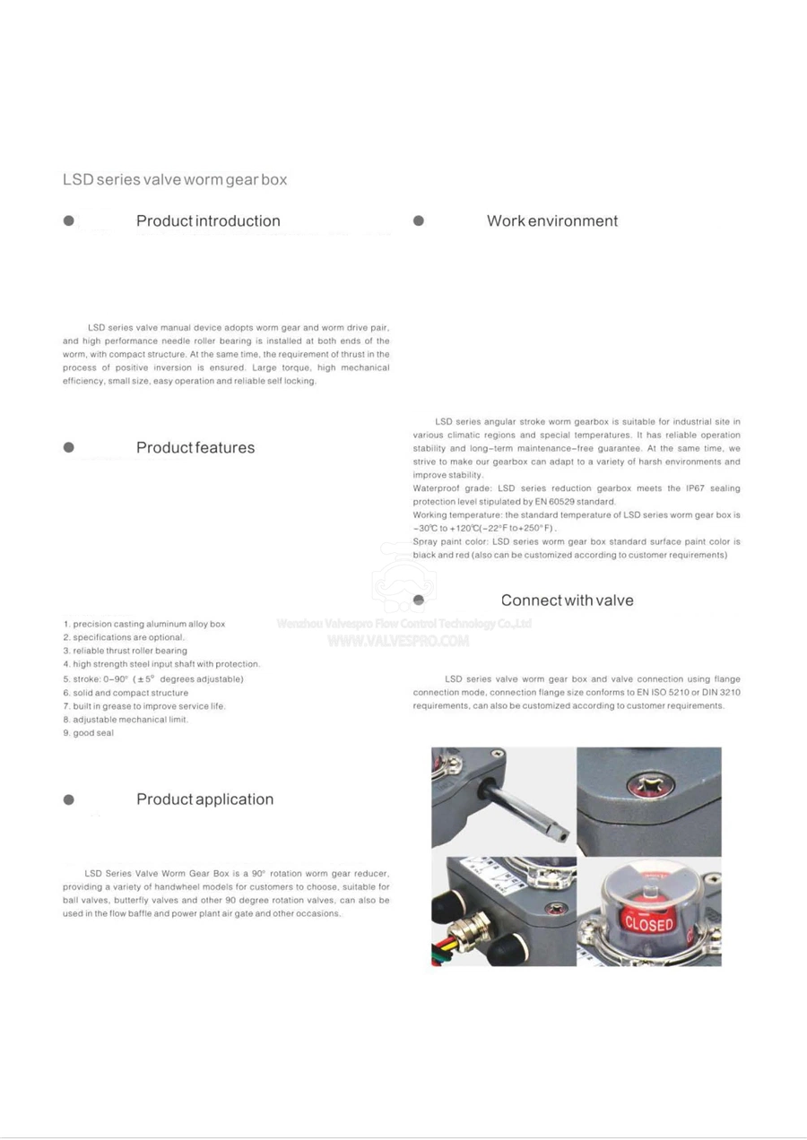 Declutchable Aluminium Alloy Worm Gear Operator Steering Gear Box for Valve