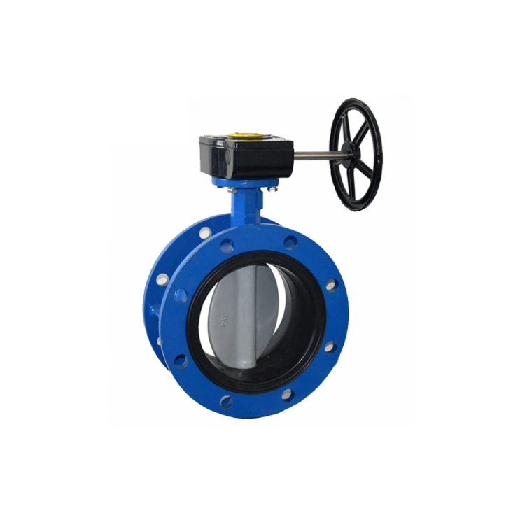 BS Standard Pn16 Ductile Cast Iron Ggg50 Gear Operated Resilient Seated Double Flanged Butterfly Valve 4 Inch