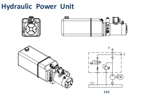 PT Port 12V DC Hydraulic Power Unit with Manual Override