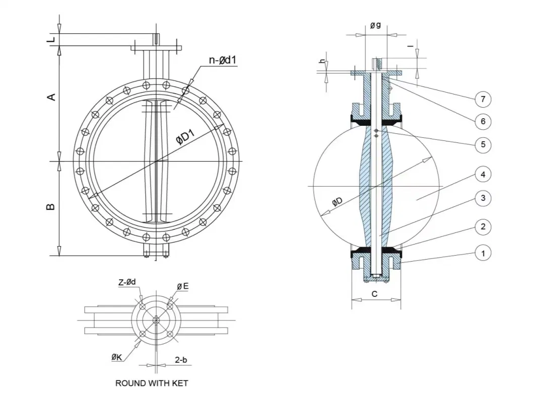 En593 A216 Wcb Wca Wcc Double Flanged Butterfly Valve NBR EPDM Rubber Seat for Marine and Industry