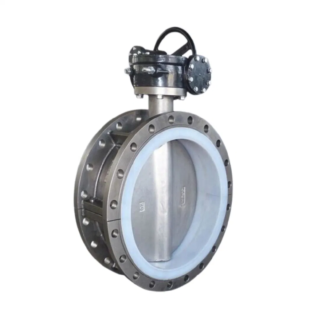Gearbox Soft Seal PTFE NBR Double Flanged Butterfly Valve