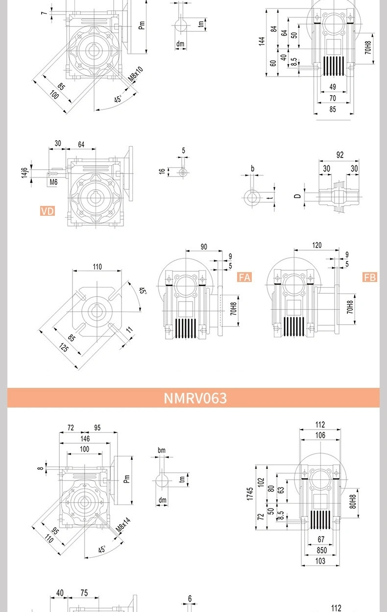 Right-Angle Worm Wheel Gearbox with Output Flange