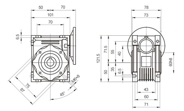 CE Approved RV Series 0.06kw~15kw Foot Mounted Stainless Steel Industry Worm Gear Speed Reducer Drive Gearbox