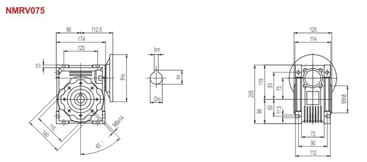 Nmrv075 Chemical Construction Marine Flender Differential Worm Planetary Small Transmission Gearbox for Lifting and Transportation