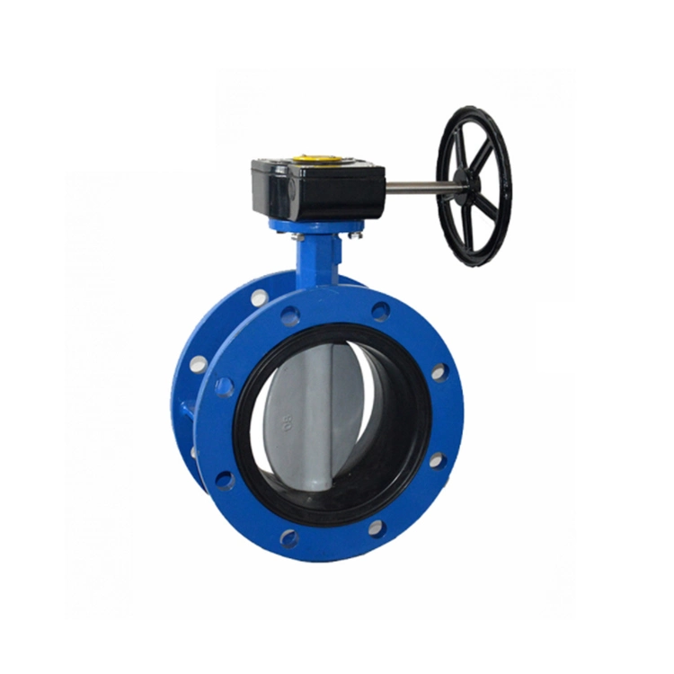 BS Standard Pn16 Ductile Cast Iron Ggg50 Gear Operated Resilient Seated Double Flanged Butterfly Valve 4 Inch