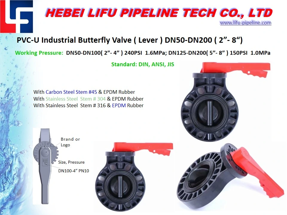 High Quality Plastic Pneumatic Industrial Soft Seal Butterfly Valve Lever UPVC Wafer Type Electric Actuator Control Eccentric Butterfly Valve PVC Manual Valve
