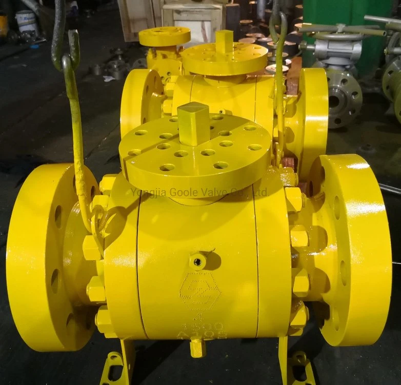Chain Wheel Operated Forged Steel 3PCS Body Design Flanged Ends High Pressure Trunnion Mounted Ball Valve