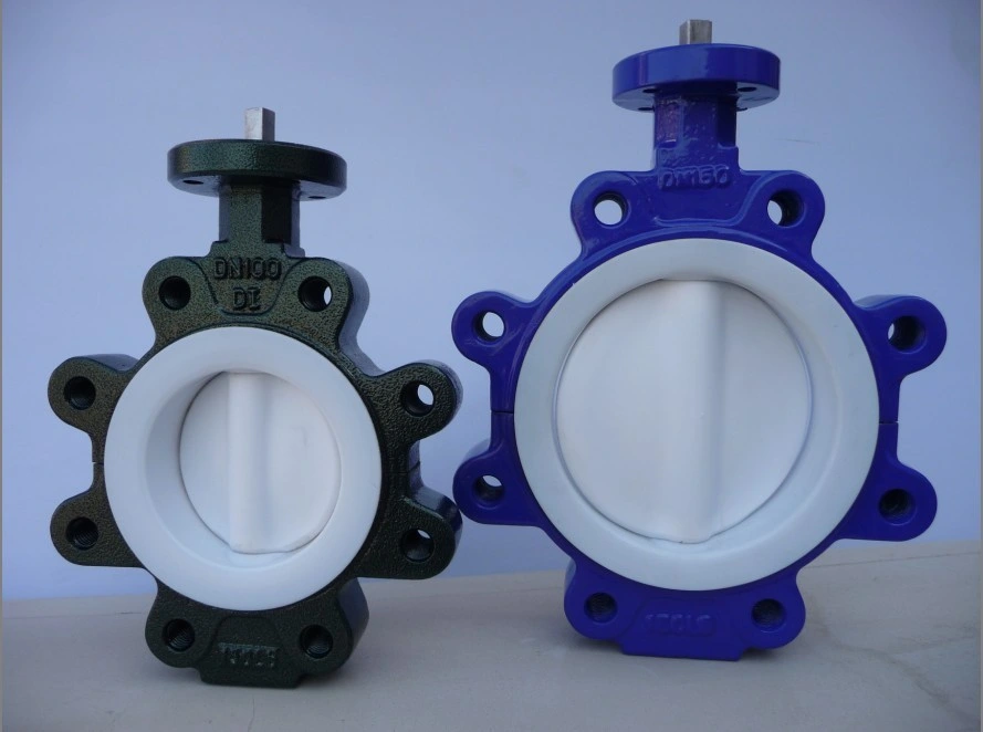 Resilient Seated White Silicone Rubebr Liner Lug Type Butterfly Valve with Aluminium Hand Lever Operated