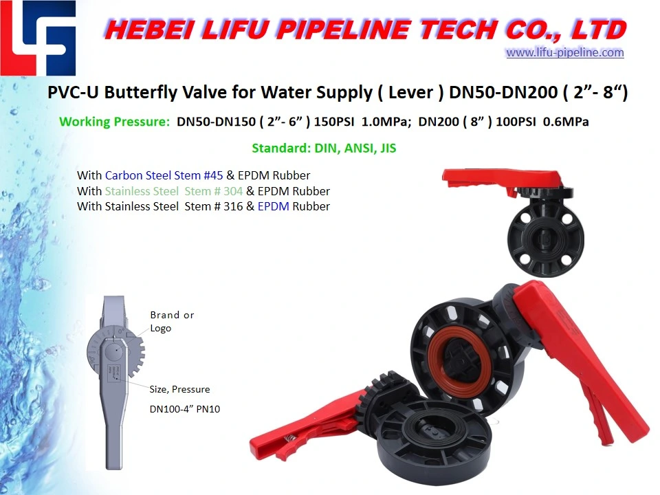 High Quality Plastic Pneumatic Industrial Soft Seal Butterfly Valve Lever UPVC Wafer Type Electric Actuator Control Eccentric Butterfly Valve PVC Manual Valve