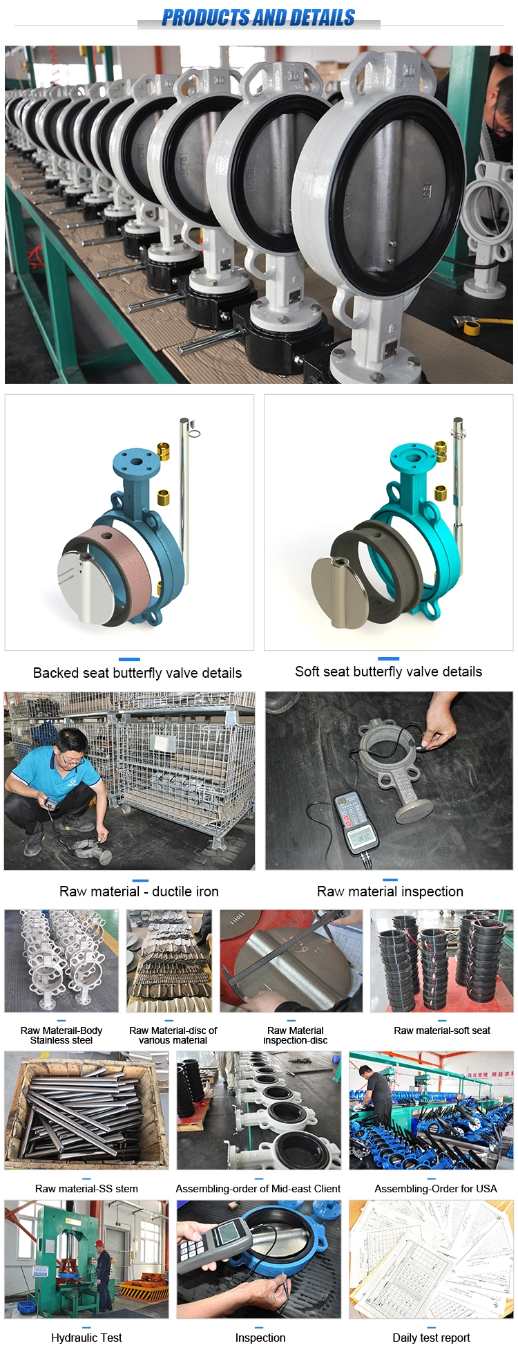 Made in China Soft Sealing Pn16 DN50 High Performance Cast Iron Stainless Steel CF8 CF8m Wcb Disc Ss 316 Manual Gearbox EPDM Seat Wafer Type Butterfly Valve