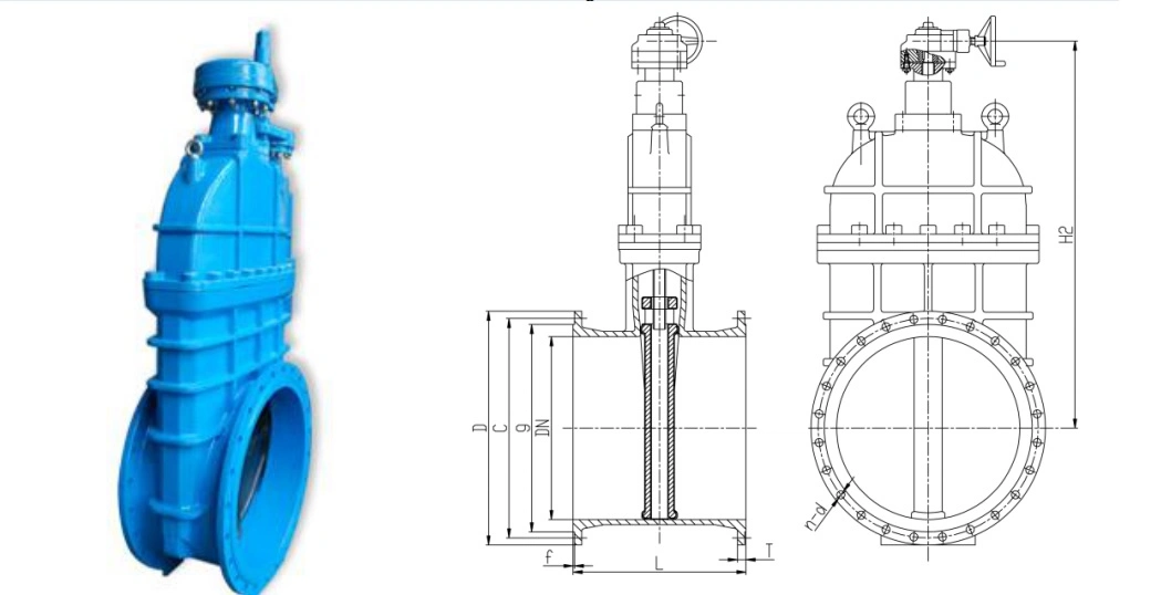 Double Flange Resilient Seated Gate Valve with Gearbox Dn500-Dn800
