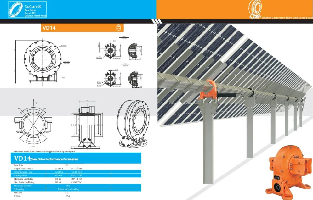 High Precision Lighting Tower Sun Worm Drive Solar Tracker Slewing Drive