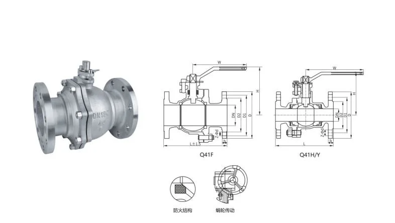 Worm Gear Operated Stainless Steel Floating Flange Ball Valve