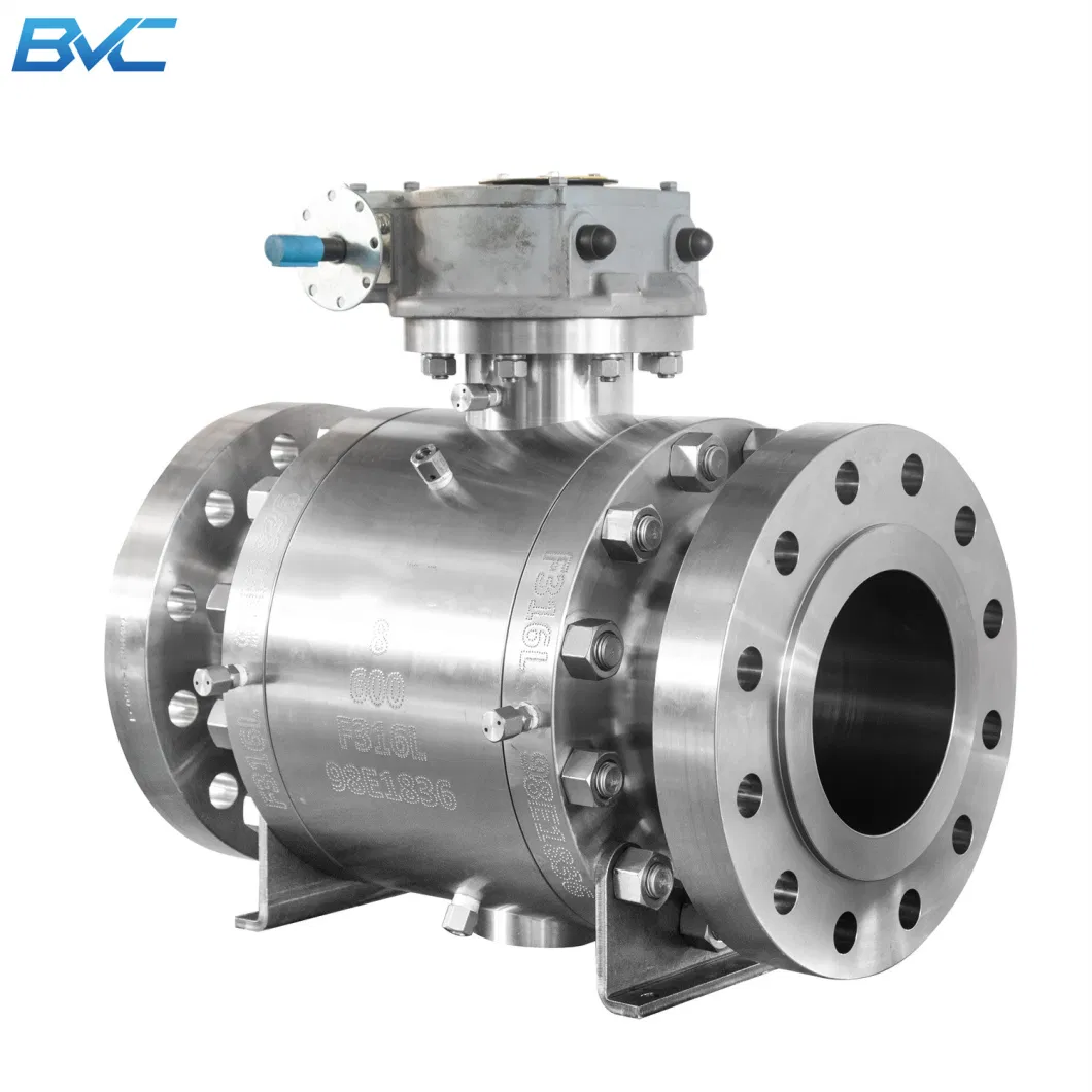 API 608 Trunnion Mounted Ball Valve Large Size High Pressure 2PC Class150 300 3-PC Wcb A105/SS304 Manual Gear Box Forged Steel