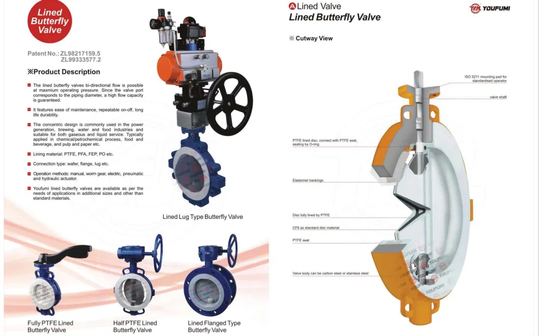 Wcb Lined PTFE Seat Butterfly Valve Manual Operator