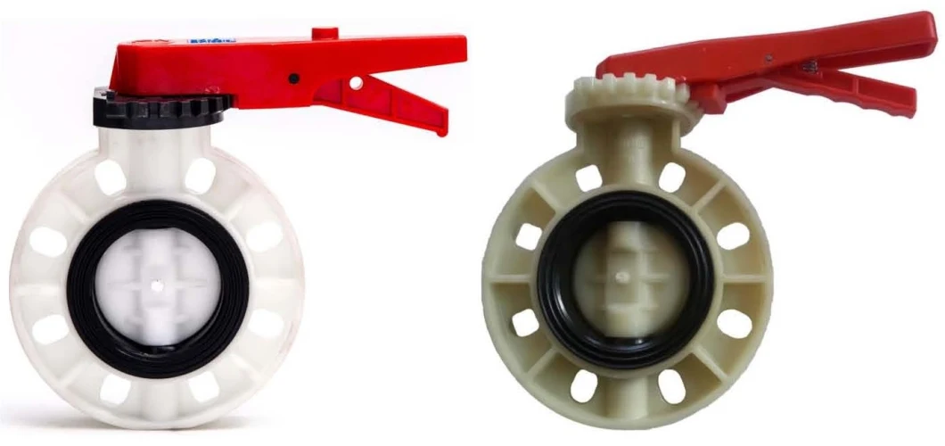 High Quality FRPP PP PPG Non Actuator Flanged Butterfly Valve Plastic Water Worm Gear Manual Butterfly Valve PVC UPVC CPVC Wafer Type Flange Butterfly Valve