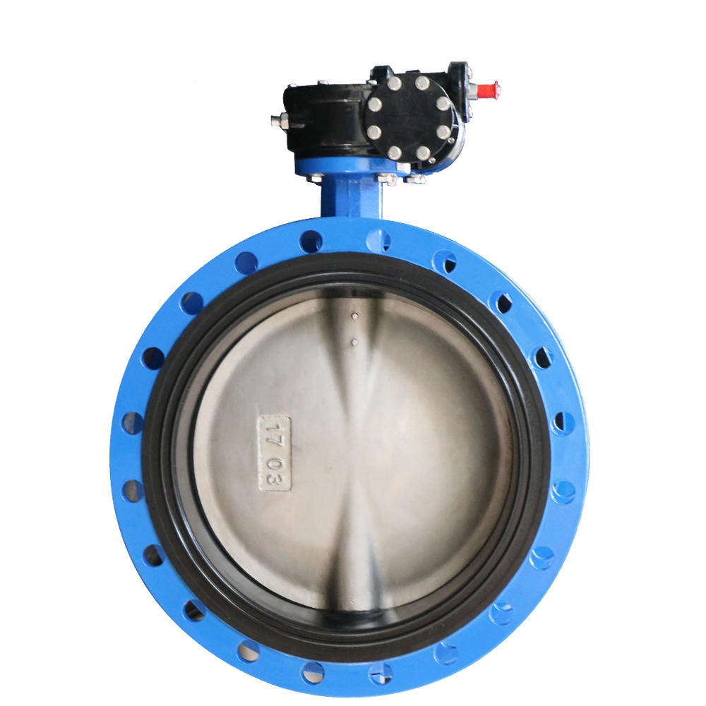 U-Pattern EPDM Seal Double Flanged Butterfly Valve with Gearbox Handwheel Hand Lever