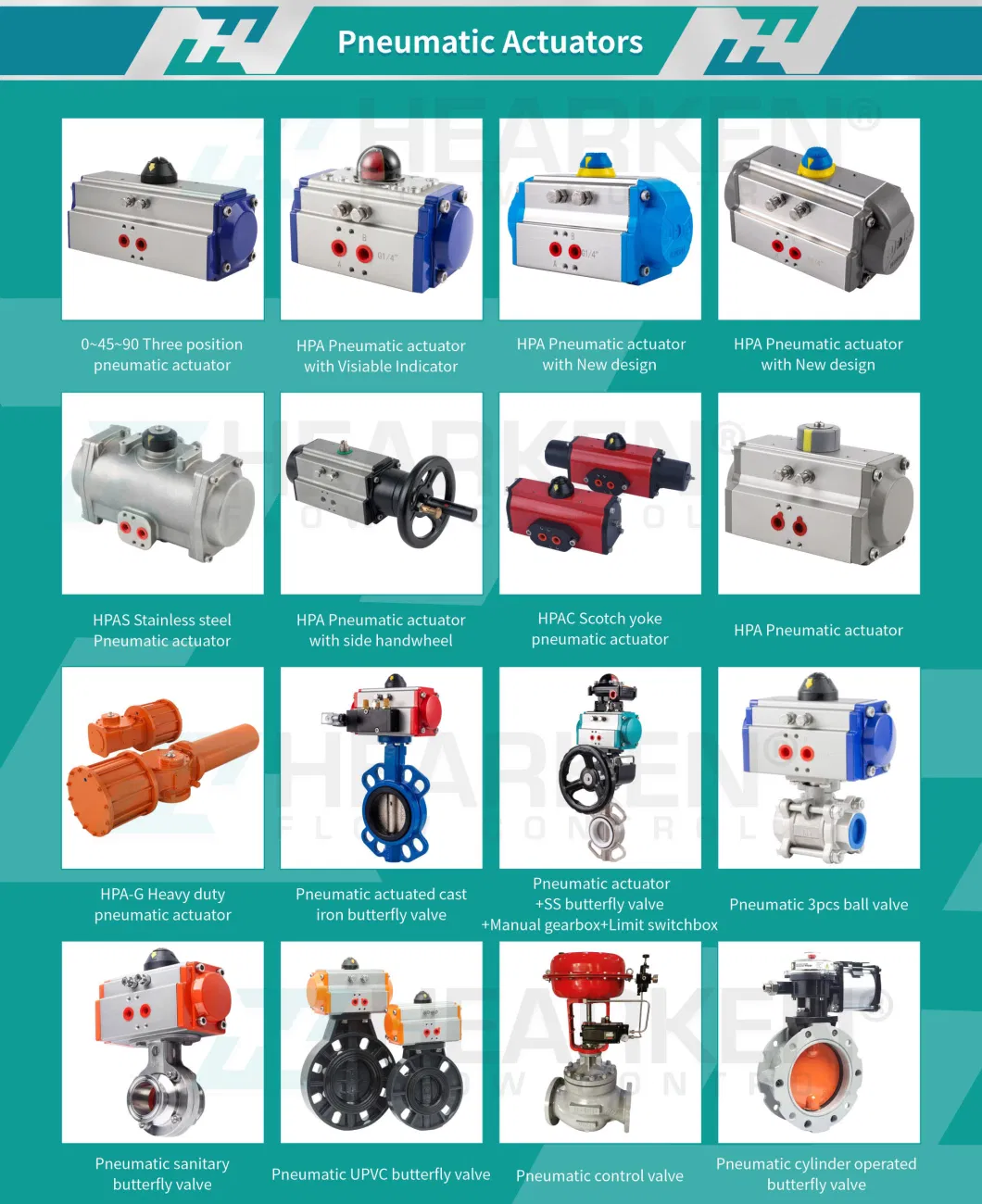 Hot Sale Pneumatic Actuator with Hand Wheel Hpa Series Double Acting and Single Acting Rack and Pinion Aluminum Housing