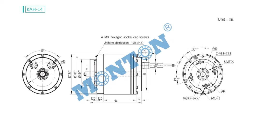 Kah-14cl3ne Harmonic Drive Servo Actuator Harmonic Gearing Servo Drive Robotic Arm Actuator Hollow Shaft Rotary Actuators