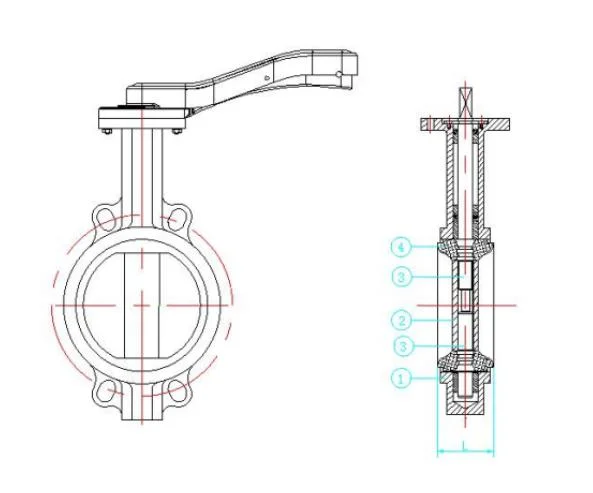 Gearbox Operated with Ductile Iron Body and Concentric Design Wafer Butterfly Valve