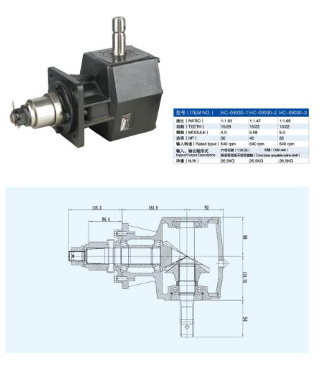 2: 1 Ratio Agriculture Spiral Bevel Gearbox with Handwheel Speed up Reduce