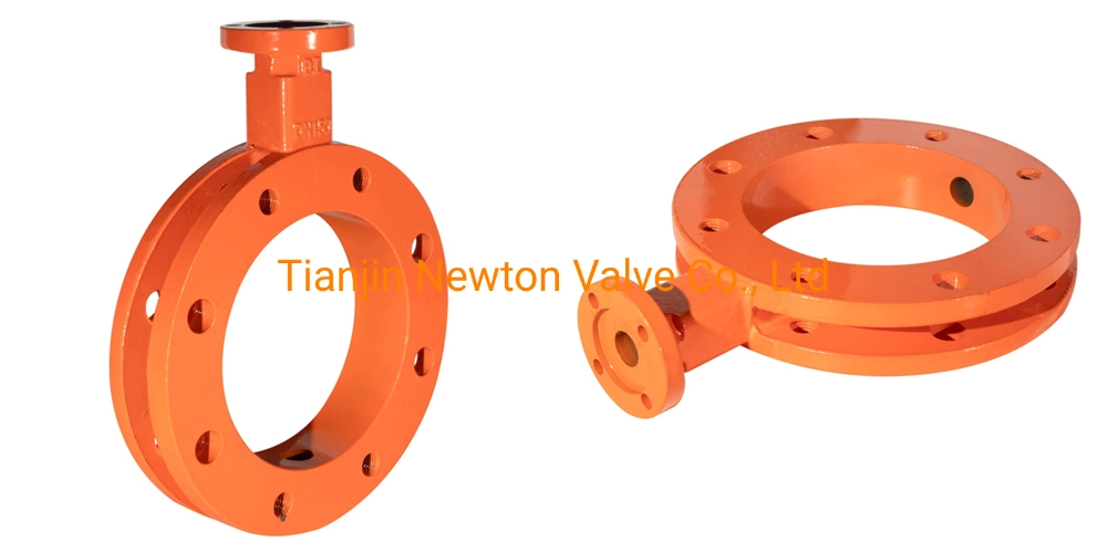 U-Type Concentric Short Type Double Flanged Butterfly Valve Center Lined in Fcd Material with Hand Lever or Gear Box Operated