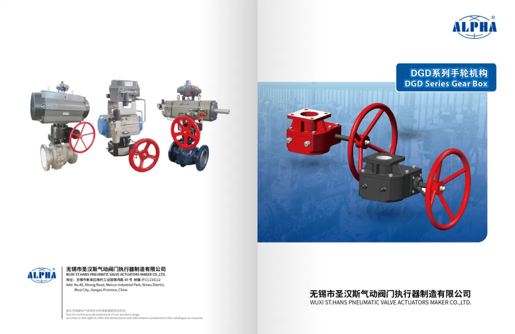CE Alpha Gear Box with Pneumatic Actuator From China for Ball Valve