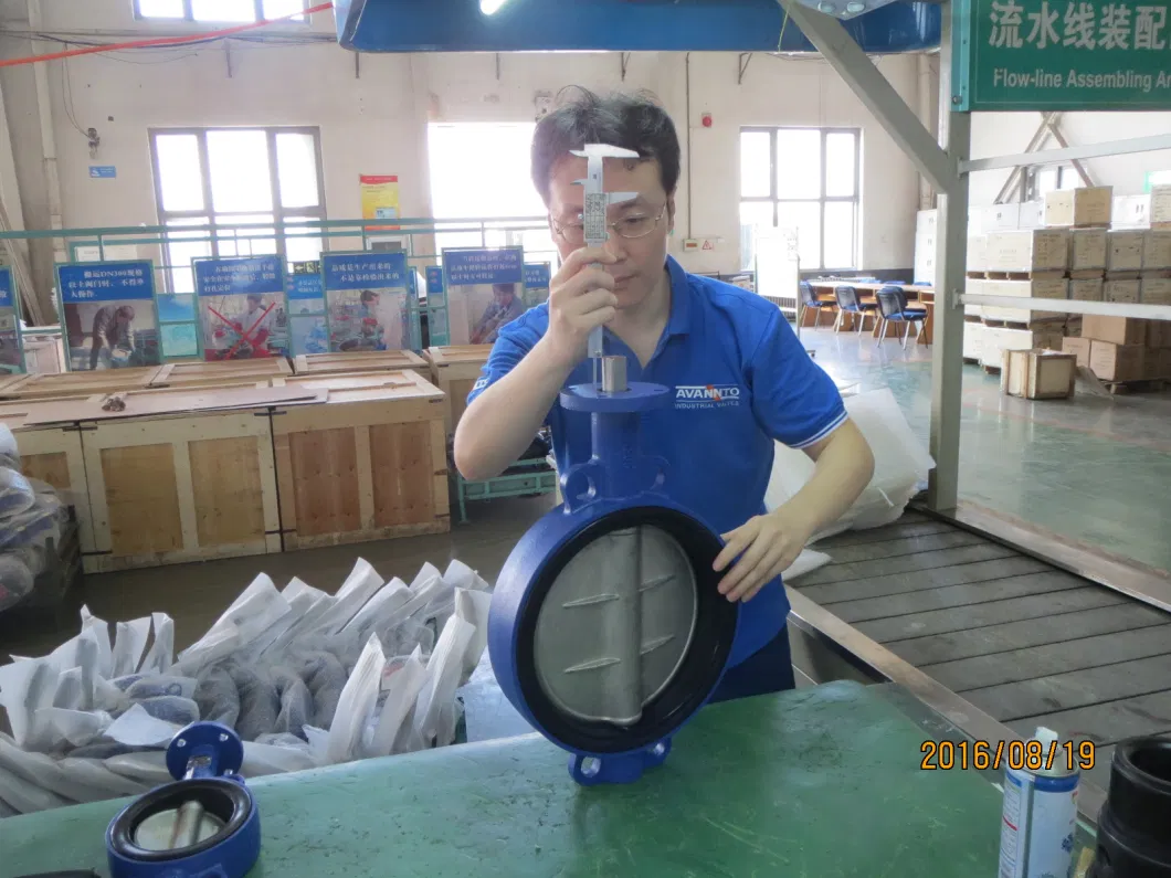 DIN Pn16 Wafer Type with IP65 Butterfly Valve Gear Box