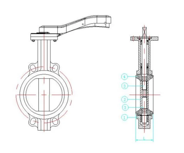 Export Quality Gearbox Operated Ductile Iron Body Wafer Butterfly Valve with Concentric Design