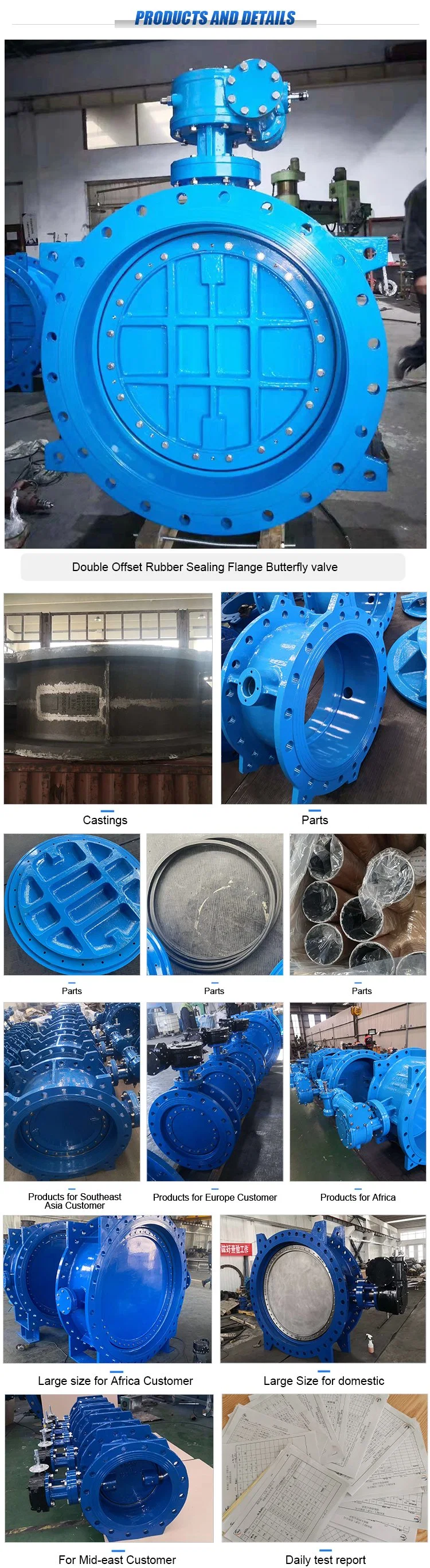 Hot Selling Metallic Seated Flang End Gear Box Operated Double Eccentric Butterfly Valve