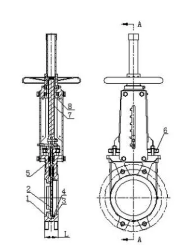 Wafer Knife Gate Valve with Double-Sided Flange and Gearbox