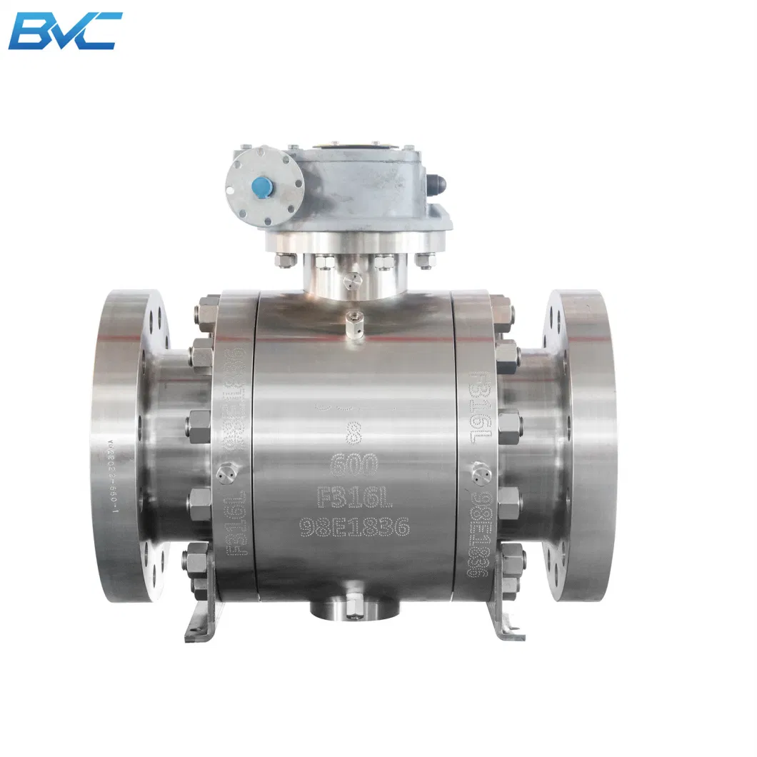 API 608 Class 300/600 3-PC Forged F316L Manual Gear Box Forged Steel Trunnion Mounted Ball Valve for Water Oil Gas