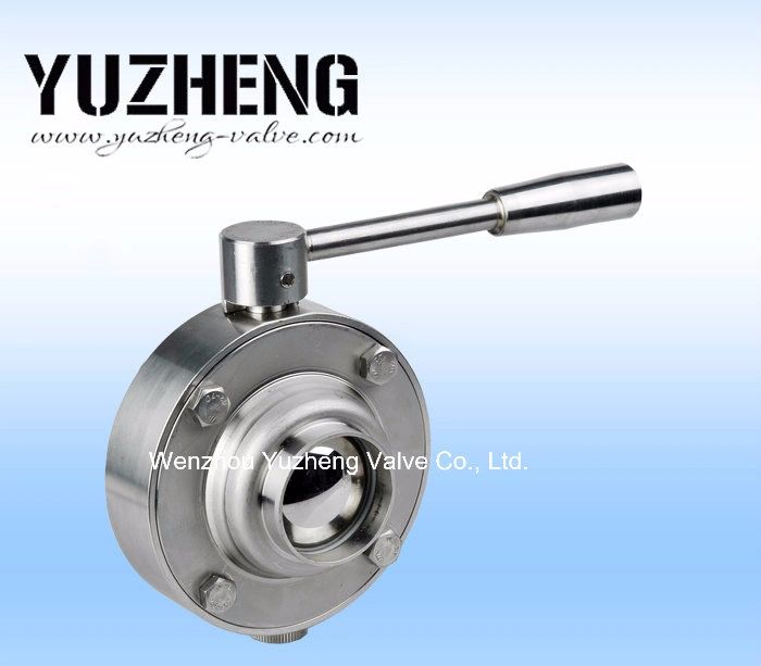 Sanitary Food Grade Stainless Steel Tri-Clamp/Welded/Threaded Butterfly Valve with Manual Handle/Pneumatic Actuator