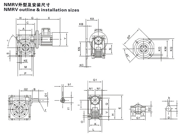 Mechanical Power Transmission Industrial Factory RV Series Speed Worm Gearbox with Dual Output Shaft