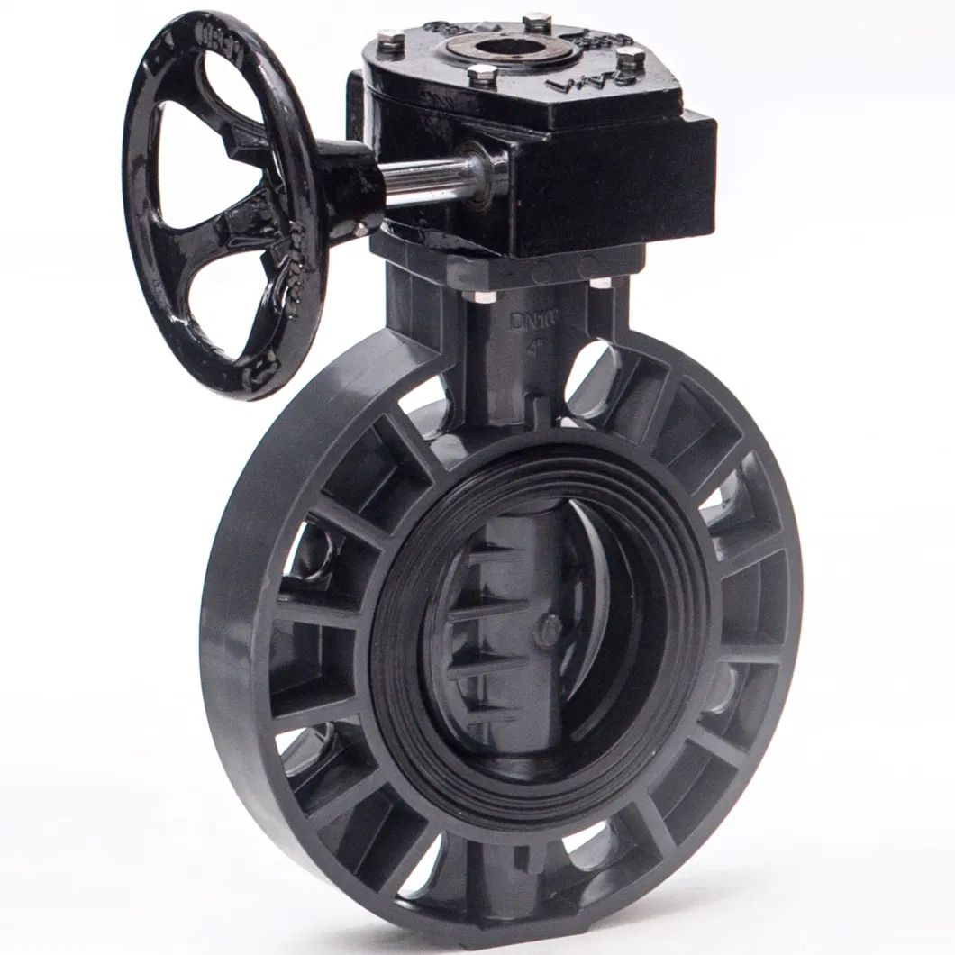 High Quality FRPP PP PPG Non Actuator Flanged Butterfly Valve Plastic Water Worm Gear Manual Butterfly Valve PVC UPVC CPVC Wafer Type Flange Butterfly Valve