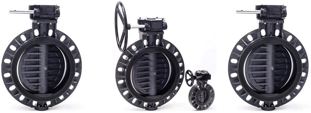 High Quality 2&quot;-16&quot; PVC Worm Gear Industry Butterfly Valve UPVC Gearbox Manual Butterfly Valve Plastic Wafer Type Water Industrial Butterfly Valve DN50-DN400