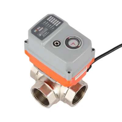 Retorno a prueba de fallos accionador eléctrico de 3 vías de gas de agua motorizado Válvula de bola de latón BSP NPT chapada en níquel