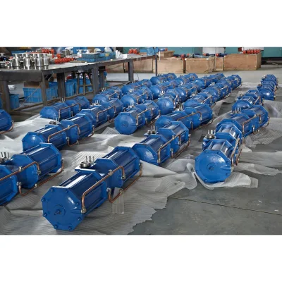 Scotch de doble efecto de la horquilla/ACCIÓN SIMPLE/Retorno por resorte Actuadores neumáticos de China la fabricación de cilindros de hierro fundido dúctil con revestimiento de PTFE/CE/ISO9001/IP67/ISO5211