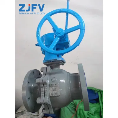 PN16 DN100 bola de engranaje de tornillo sinfín de acero al carbono conectada por brida WCB Válvula